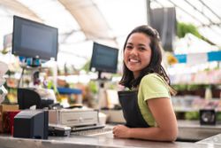 New cashier greeting customers