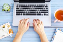 Woman's hands at the laptop