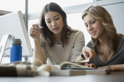 College students studying at table