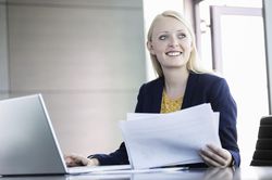 Business woman using notebook