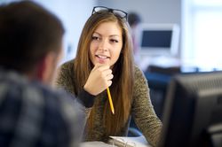 Active listening is a skill that every employee needs to acquire as demonstarted by this female employee.