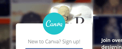 Screenshot of Canva's sign up form.