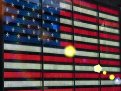 L.E.D. banner of American Flag in Times Square, NY