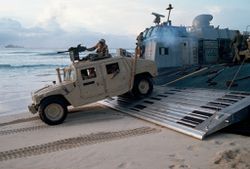 Marine HUMVEE and amphib drop onto Somalia