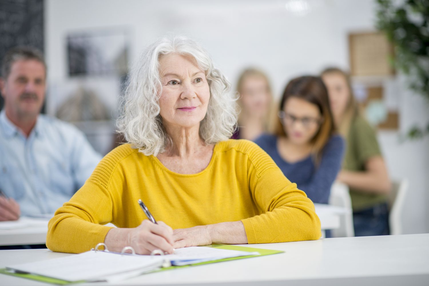 Student listening to lecture