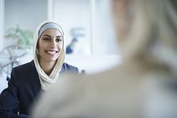 woman smilling during job interview