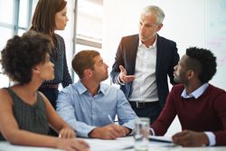 Group of coworkers talking