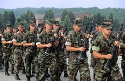 Group of Marines doing drills