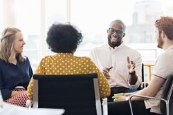 Business people having meeting in modern office