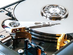 Close up of a Hard Drive, representing digital forensics work.