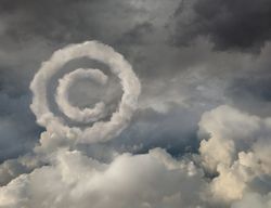 Copyright symbol in cloudy sky