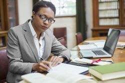 Woman working in a litigation support office